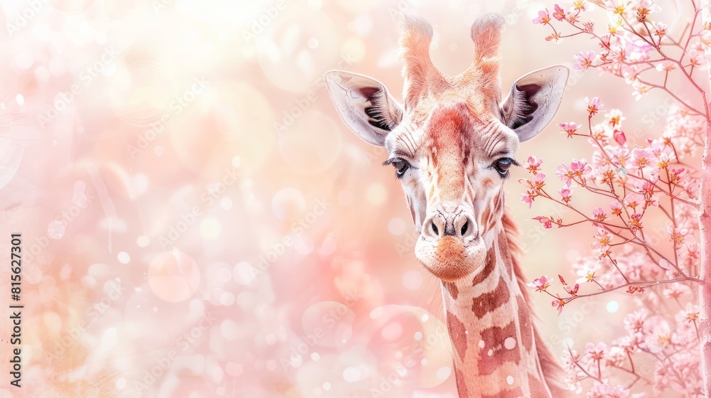 Cute giraffe head on watercolor background with copy space. Watercolor cartoon painting Cute giraffe head on watercolor background with copy space. Watercolor cartoon painting