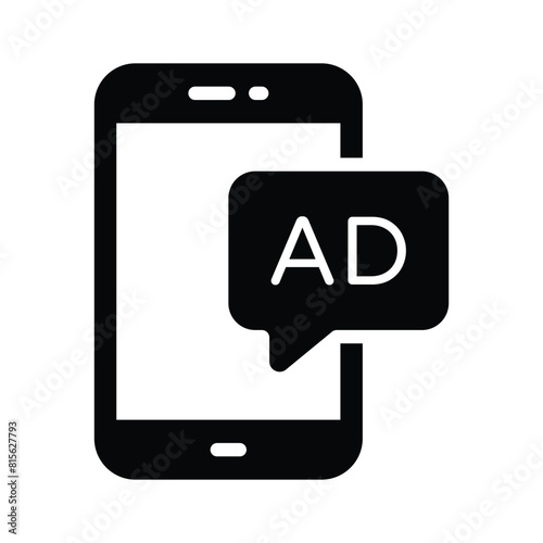 Premium vector of mobile advertisement, mobile ads ico