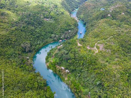 Aerial view of Loboc River, Bohol in the Philippines photo