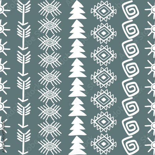 Geometric seamless pattern. Creative abstract squiggle style hand drawn background or trendy design with basic shapes. Simple childish scribble wallpaper print.