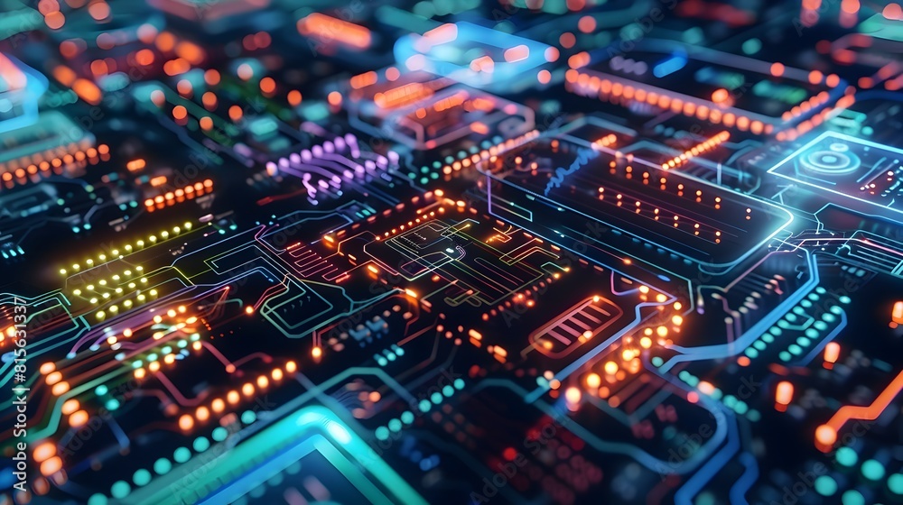Abstract futuristic innovation technology banner background, Electric digital circuit line with vibrant neon lights colorful Abstract futuristic innovation technology banner background, Electric digital circuit line with vibrant neon lights colorful