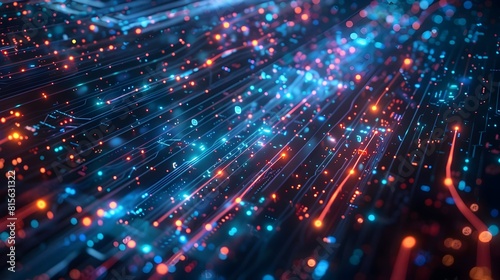 Abstract futuristic innovation technology banner background, Electric digital circuit line with vibrant neon lights colorful