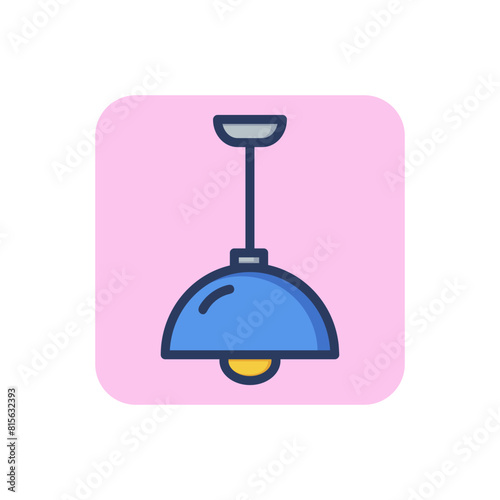 Ceiling lamp line icon. Chandelier, pendant, hanging dome outline sign. Home interior, furniture, light concept. Vector illustration, symbol element for web design and apps