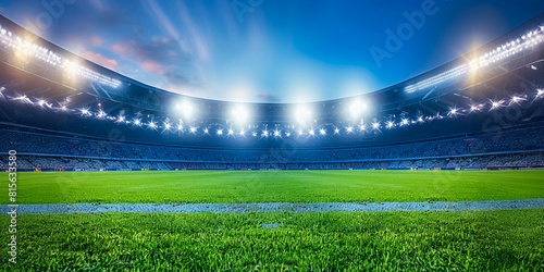 Fotografía de Alta Resolución de un Estadio de Fútbol Nocturno con Luces, Aficionados y Campo Verde, en Estilo SuperResolution y Espacio de Color Pro Photo RGB