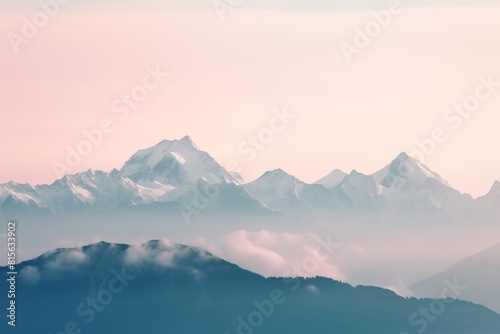 Mountains in the fog. AI generated © Johnovich