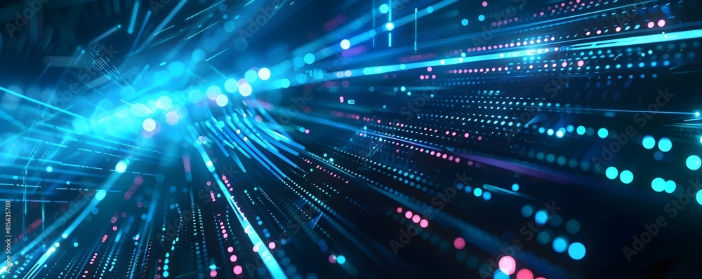 Abstract futuristic technology background of global high speed digital data transfer, ultra fast broadband and connection, digital cyber tech motion with neon lights Abstract futuristic technology background of global high speed digital data transfer, ultra fast broadband and connection, digital cyber tech motion with neon lights