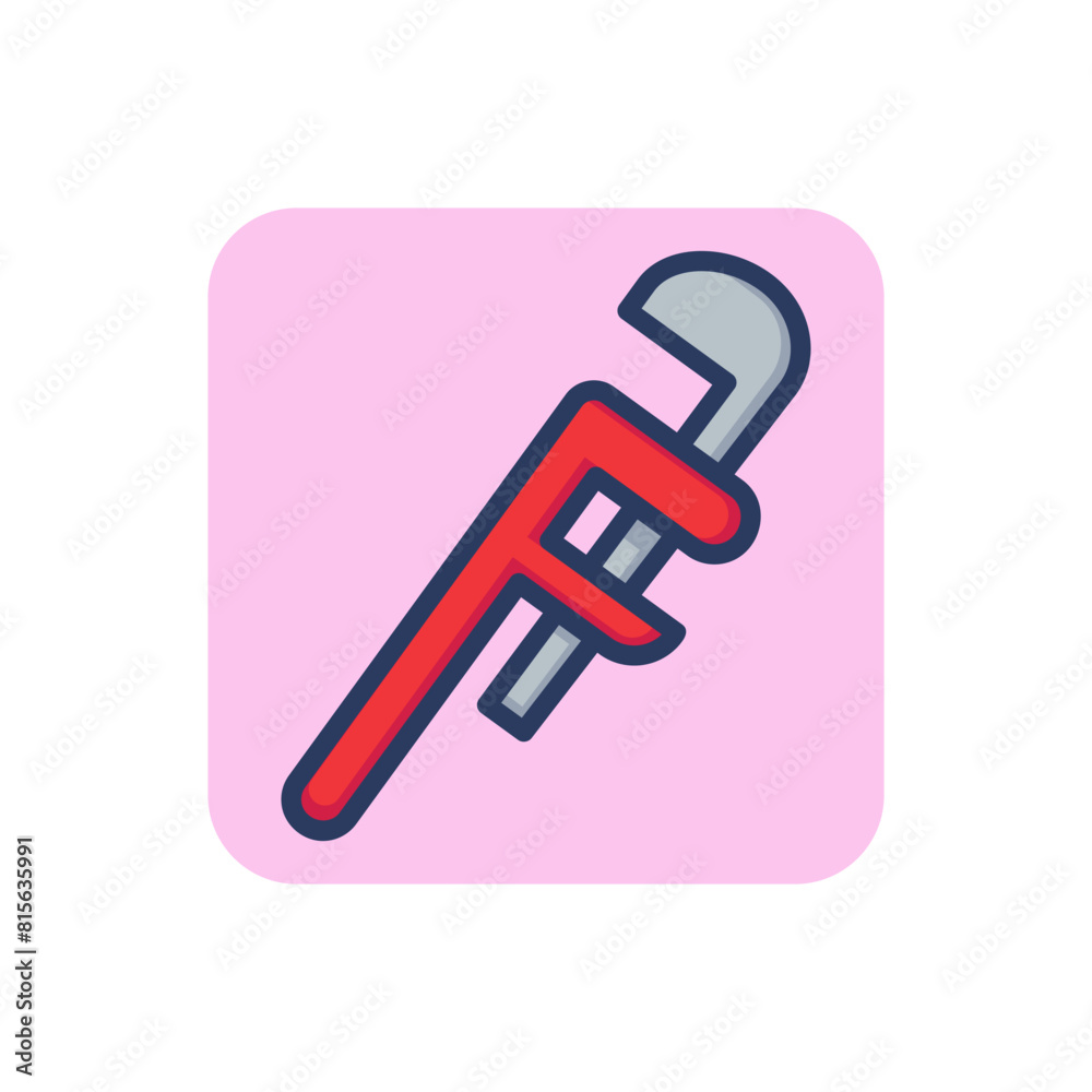 Pipe wrench line icon. Service, spanner, tube outline sign. Plumbing and equipment concept. Vector illustration for web design and apps Pipe wrench line icon. Service, spanner, tube outline sign. Plumbing and equipment concept. Vector illustration for web design and apps
