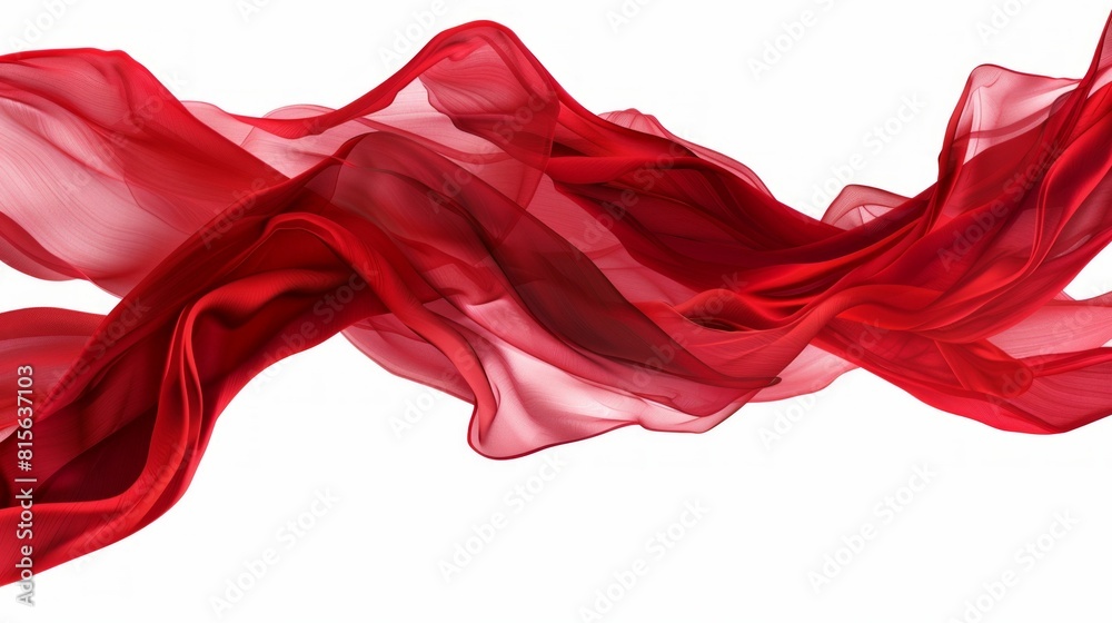 Elegant Flowing Red Silk Fabric on White Background. Generative ai Elegant Flowing Red Silk Fabric on White Background. Generative ai