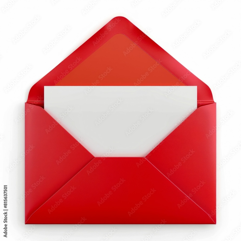 Red Envelope with White Insert on White Background. Generative ai Red Envelope with White Insert on White Background. Generative ai