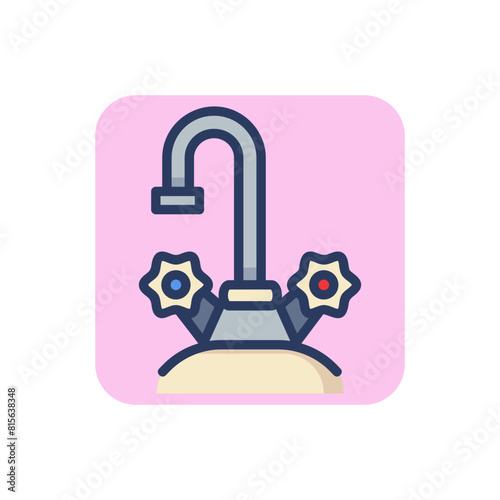 Tap for sink line icon. Tube, water, metal outline sign. Plumbing and equipment concept. Vector illustration, symbol element for web design and apps