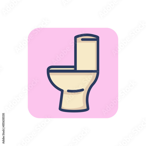 Toilet colored line icon. Bowl, lavatory, WC outline sign. Plumbing and equipment concept. Vector illustration for web design and apps