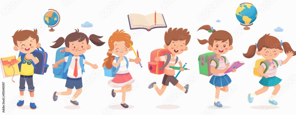 Animated Children of Various Ethnicities Engaged in Learning Activities with Joy Animated Children of Various Ethnicities Engaged in Learning Activities with Joy