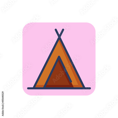 Wigwam line icon. Tent, shelter, hut outline sign. Camping, adventure, outdoor activity concept. Vector illustration, symbol element for web design and apps photo