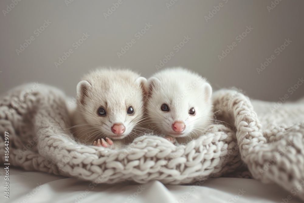 Obraz premium Cute adorable ferret close up