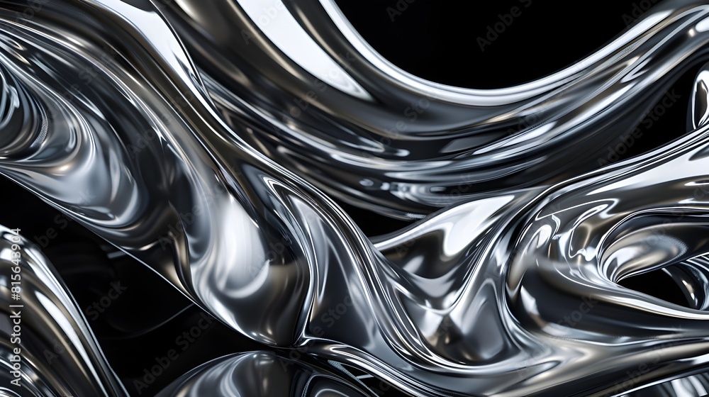 Abstract background of captivating liquid silver chrome swirls forming mesmerizing abstract sculptural patterns in dark futuristic backdrop Abstract background of captivating liquid silver chrome swirls forming mesmerizing abstract sculptural patterns in dark futuristic backdrop