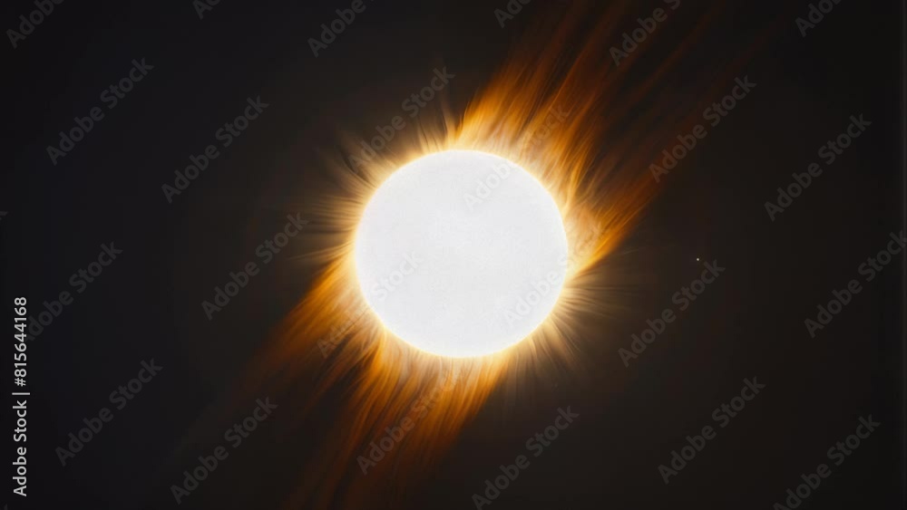 A large, glowing sun with a dark background. AI.