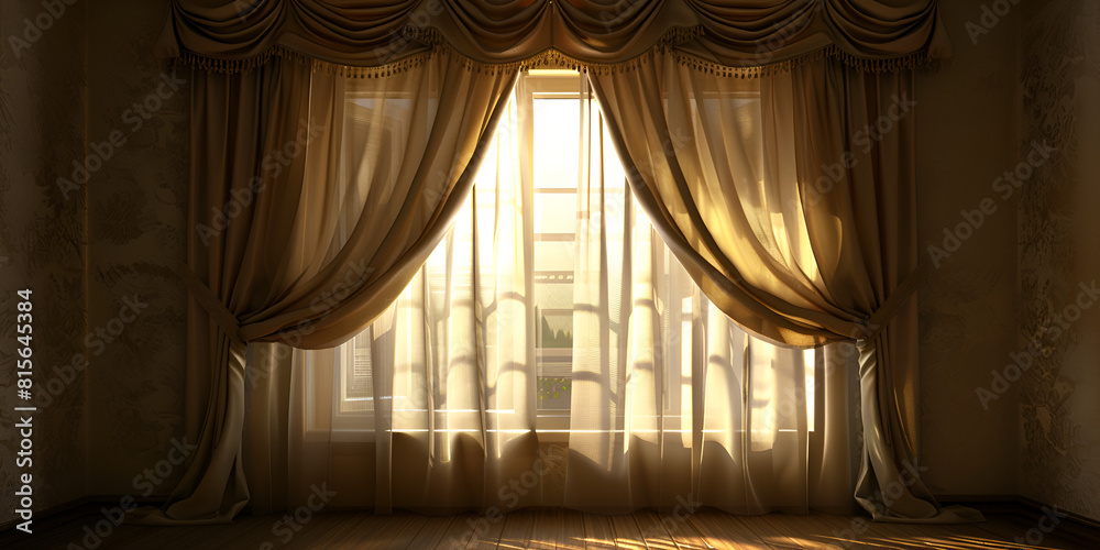 A window with gold curtains and a curtain that says'gold curtain ,A ...