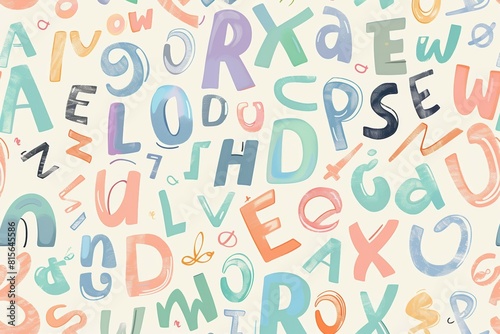 pattern background with all the alphabet letters  pastel colors