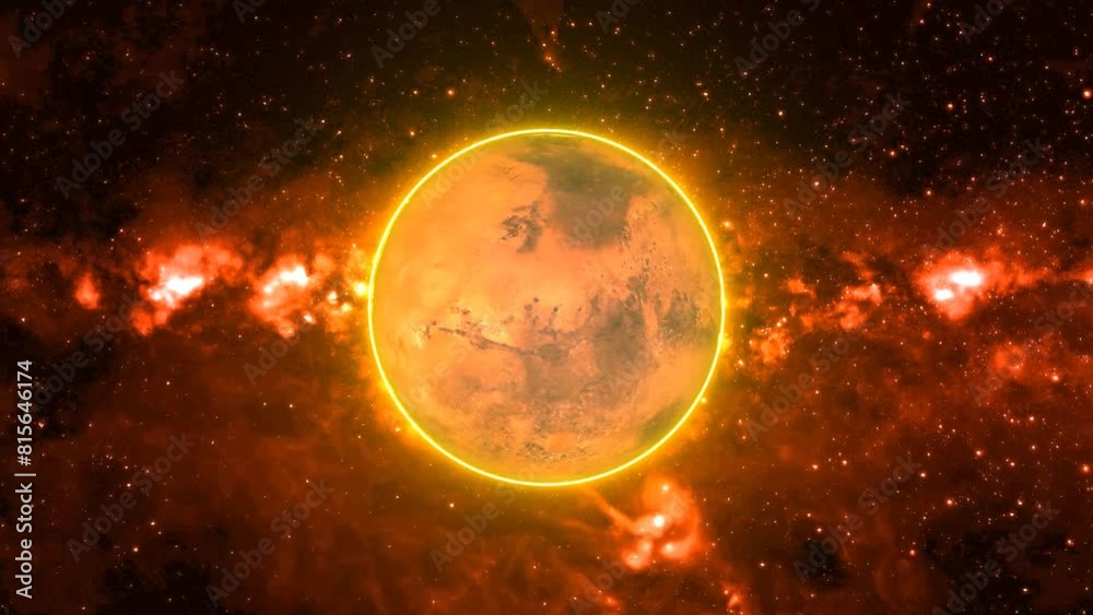 glowing planet mars in space and universe with galaxy glowing planet mars in space and universe with galaxy