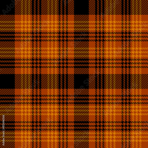 plaid tartan seamless repeat pattern. This is a black orange checkered plaid vector illustration. Design for decorative,wallpaper,shirts,clothing,tablecloths,blankets,wrapping,textile,fabric,texture