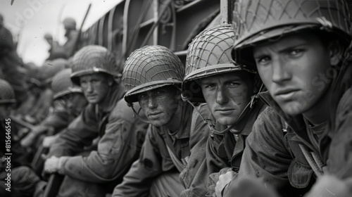 Black and white photo of a group of World War II soldiers