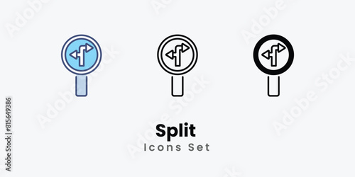 Split Icons thin line and glyph vector icon stock illustration 