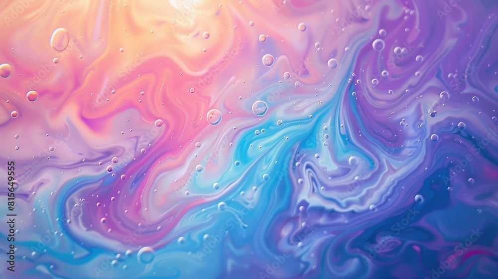 Colorful gradient background with abstract oil drops in water creating a psychedelic pattern