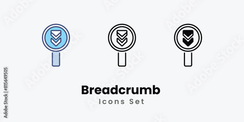 Breadcrumb Icons thin line and glyph vector icon stock illustration 