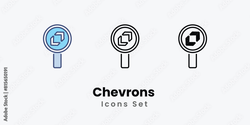 Chevrons Icons thin line and glyph vector icon stock illustration 