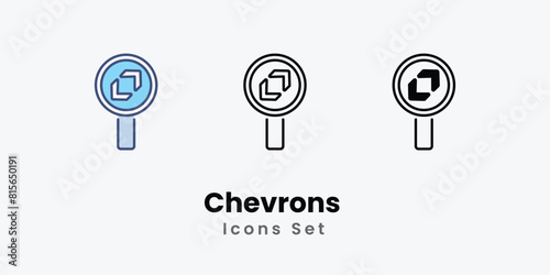 Chevrons Icons thin line and glyph vector icon stock illustration 