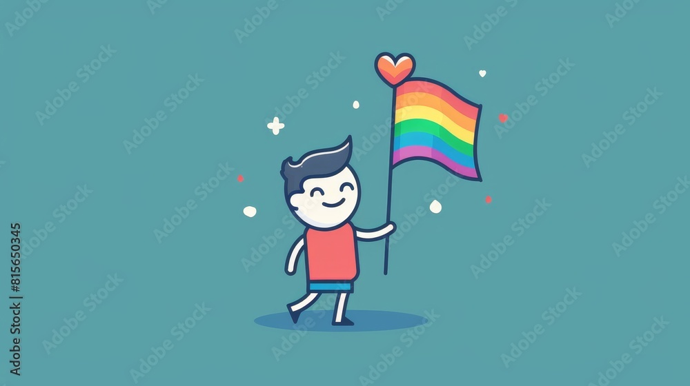 An illustration of a cityscape adorned with rainbow flags and lights, celebrating Pride Month