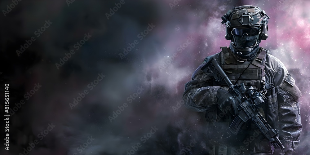 Stylized High-Definition Wallpaper of a Special Forces Soldier in Full Gear. Concept Military, Special Forces, HD Wallpaper, Stylized, Full Gear