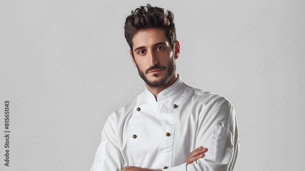Obraz premium Young male chef isolated on white