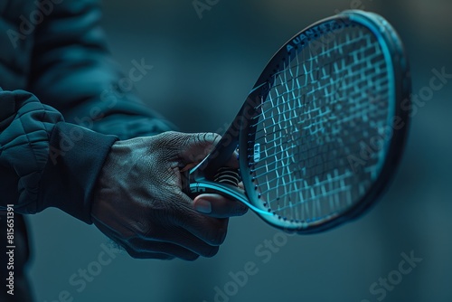 Athlete s hands gripping racket for powerful forehand shot in olympic sport concept photo