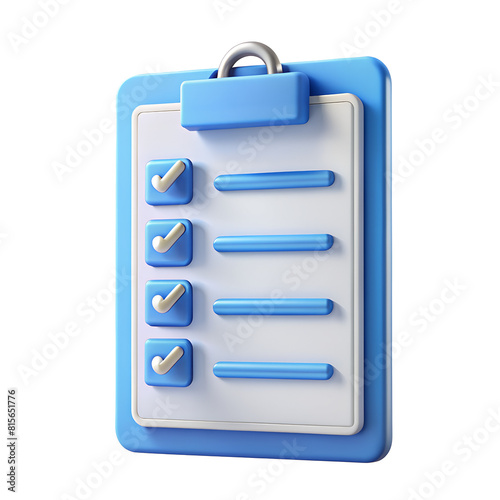 3d realistic journal checklist blue