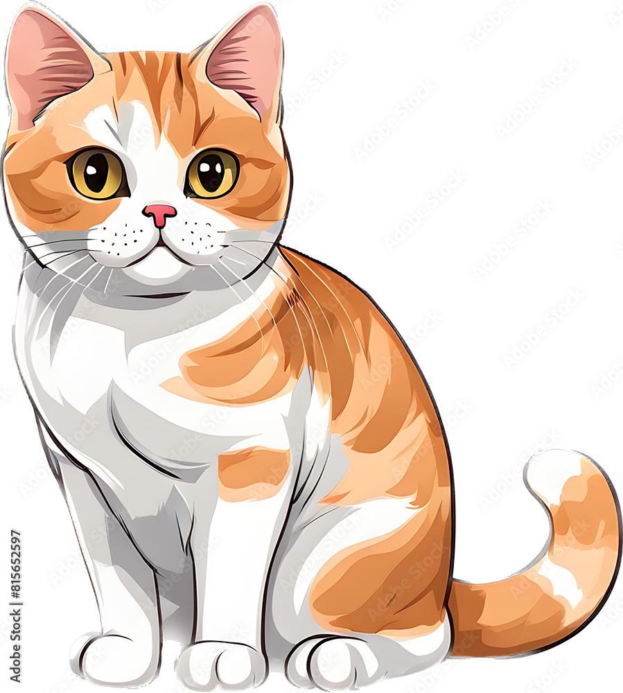 Fototapeta premium Calico British Shorthair Lucky Cat PNG