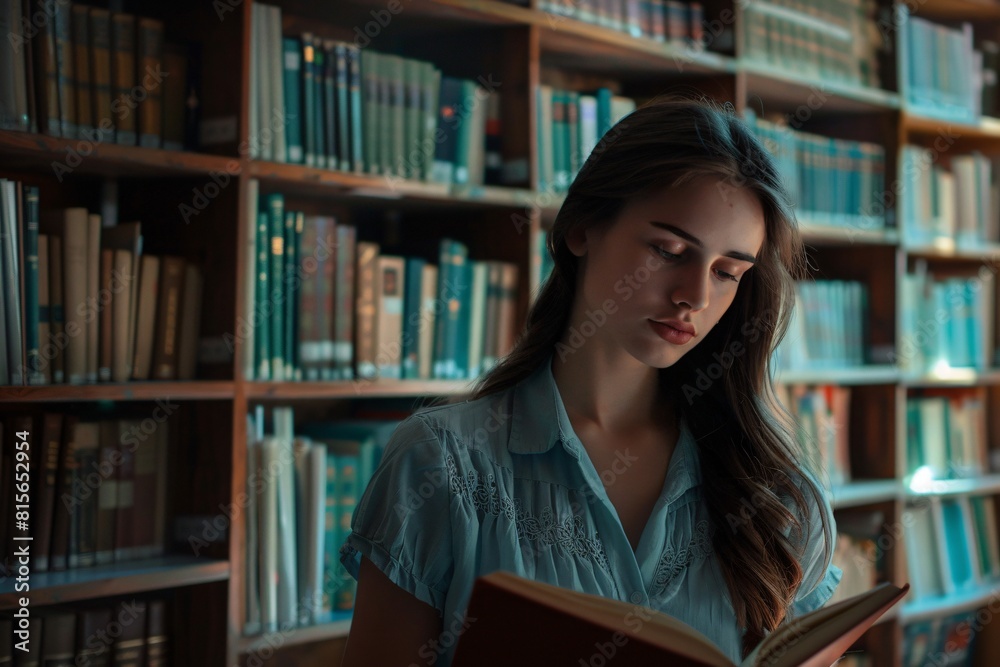 Beautiful college students reading in the library Beautiful college students reading in the library