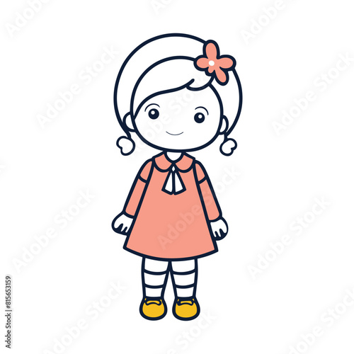 little girl vector illustration, school girl vector illustration art (ID: 815653159)