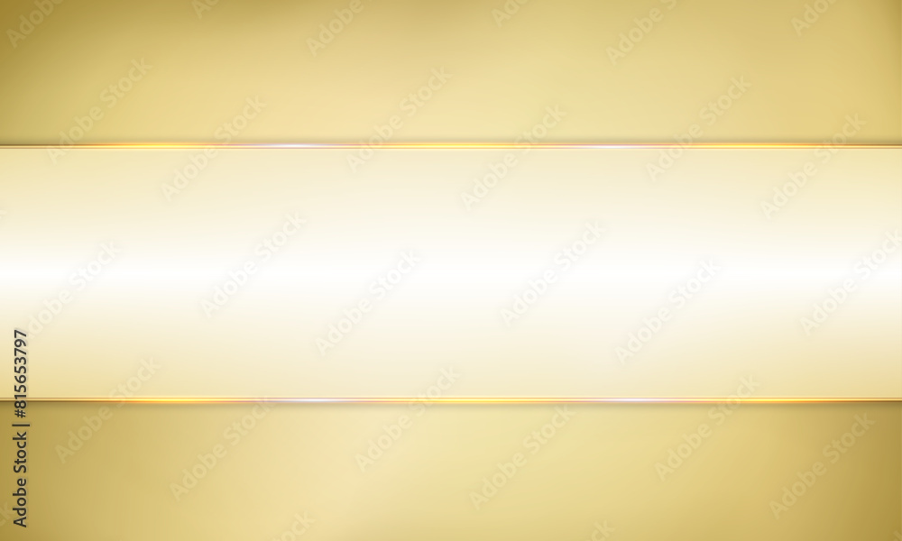 Fototapeta premium Elegant Golden Gradient Background with Subtle Borders. The design showcases a central horizontal band in a lighter shade of gold, framed by delicate.