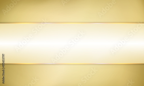Elegant Golden Gradient Background with Subtle Borders. The design showcases a central horizontal band in a lighter shade of gold, framed by delicate.