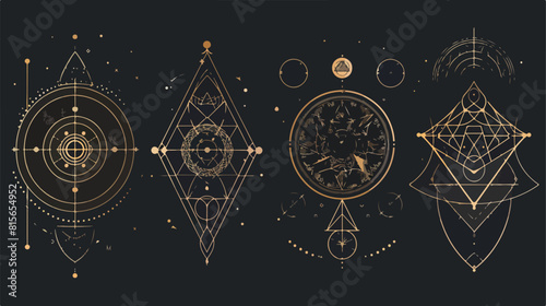 Sacred geometry symbols Four. hipster abstract alchem