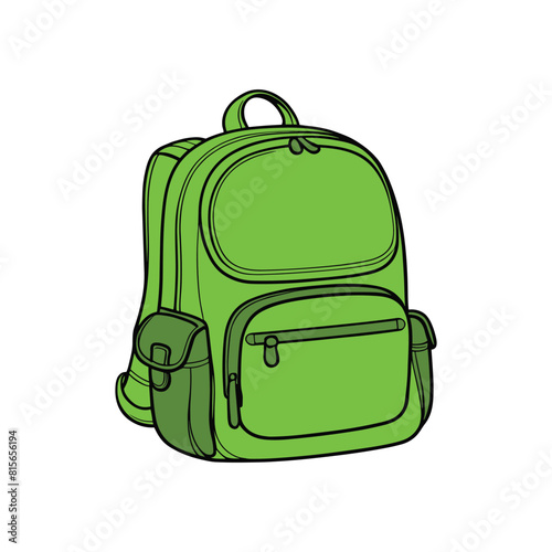 green school bag, boy green bag vector (ID: 815656194)