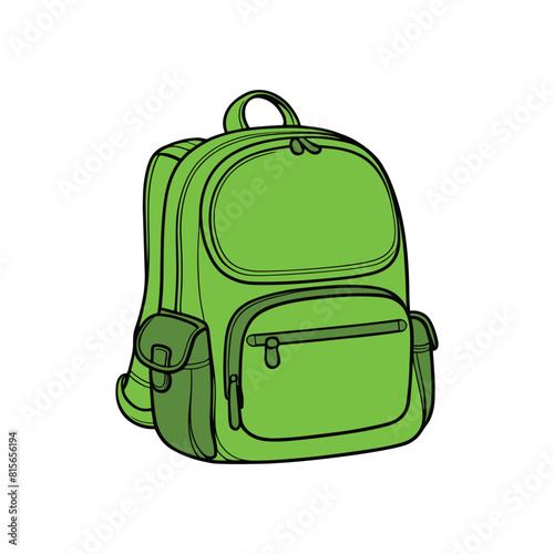 green school bag, boy green bag vector
