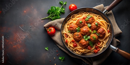 spaghetti with meatballs © nadunprabodana