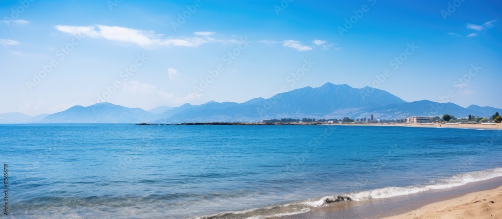 sea bay with mountains on background and blue sky copy space sea bay with mountains on background and blue sky copy space