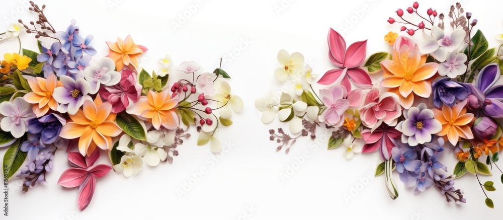 A white background with a floral frame provides a charming copy space image A white background with a floral frame provides a charming copy space image