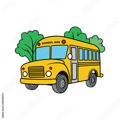 School bus vector illustration, yellow school bus vector