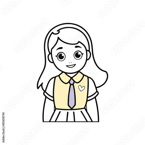 School Girl Vector Illustration, Minimalistic school girl vector art (ID: 815658744)