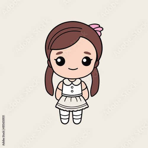 Isolated cartoonish school girl vector illustration, minimalistic vector school girl art (ID: 815658931)