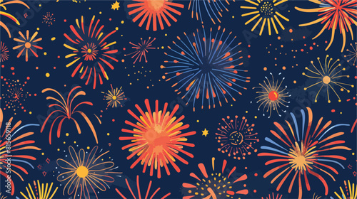 Seamless pattern with festive fireworks displayed 